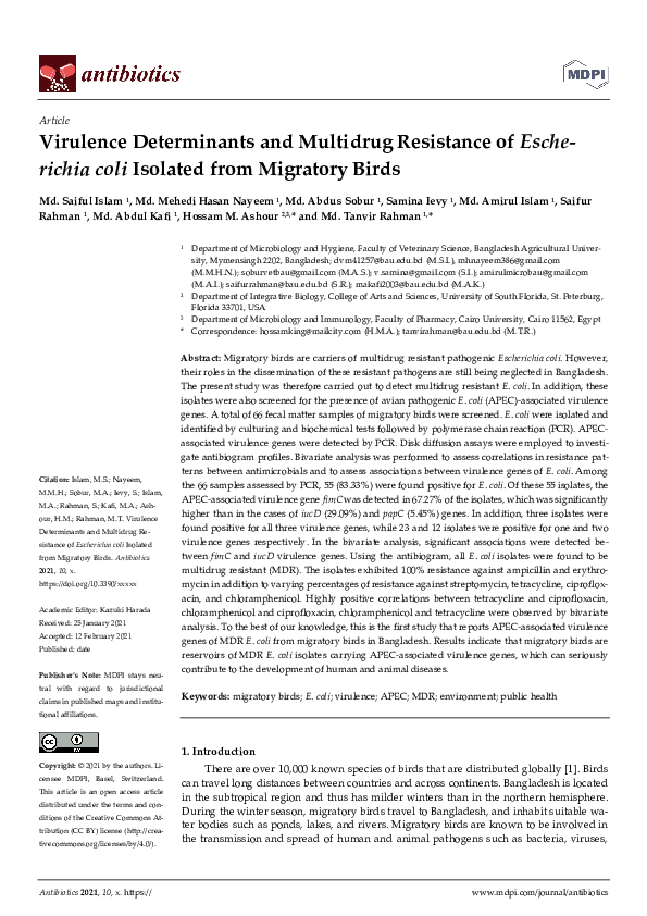 (PDF) Virulence Determinants and Multidrug Resistance of Escherichia ...