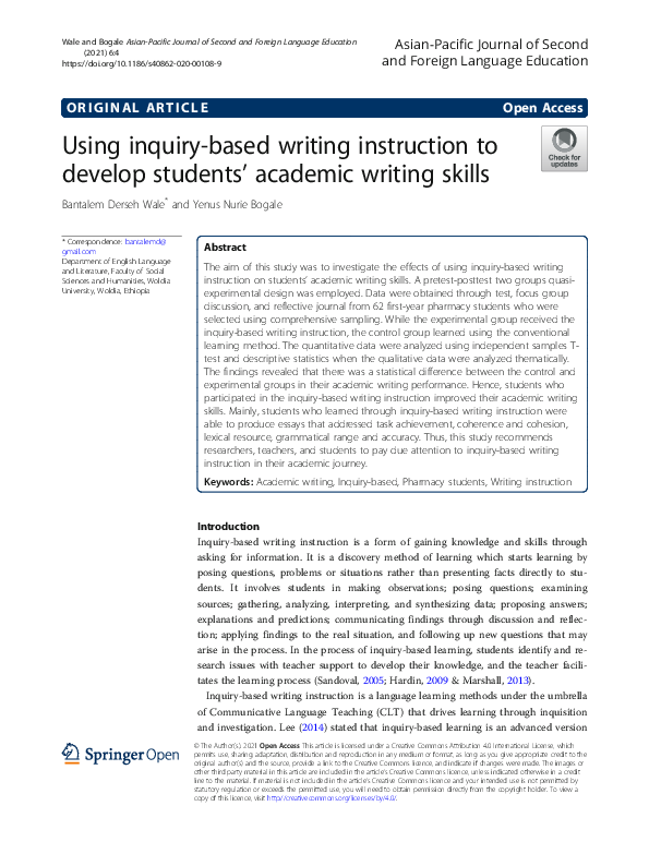 (PDF) Using inquiry-based writing instruction to develop students ...