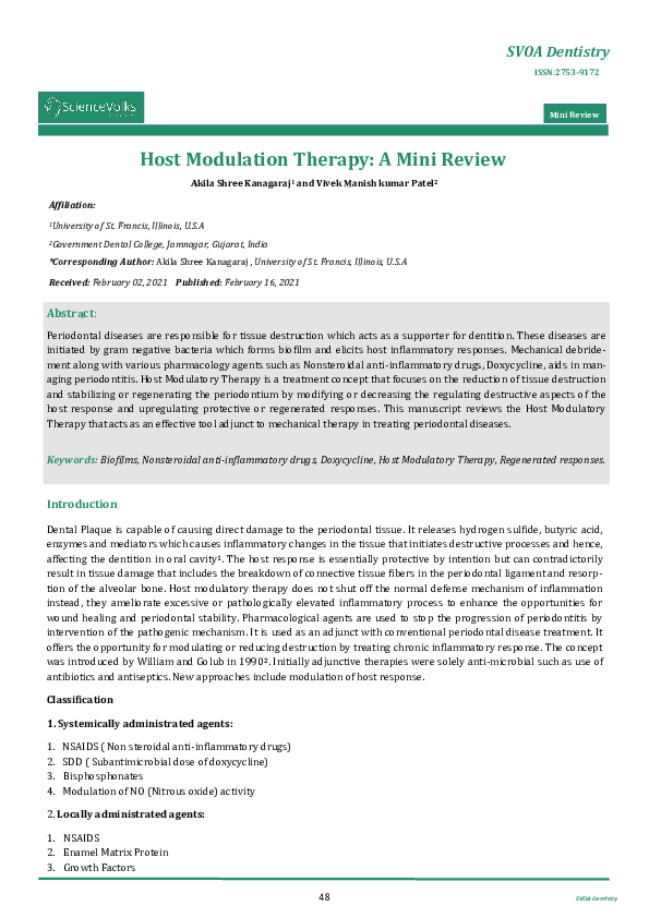 (PDF) Host Modulation Therapy: A Mini Review