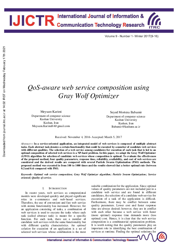 (PDF) QoS-aware web service composition using Gray Wolf Optimizer