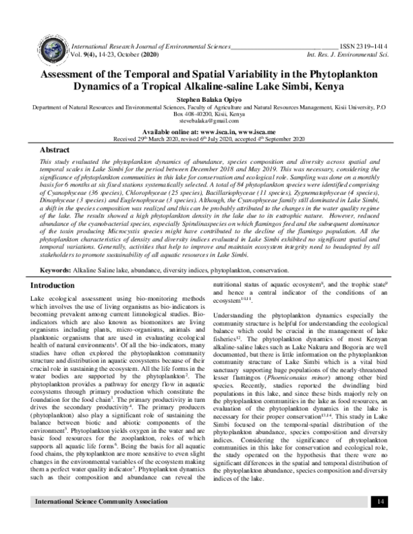 (PDF) Assessment of the Temporal and Spatial Variability in the ...
