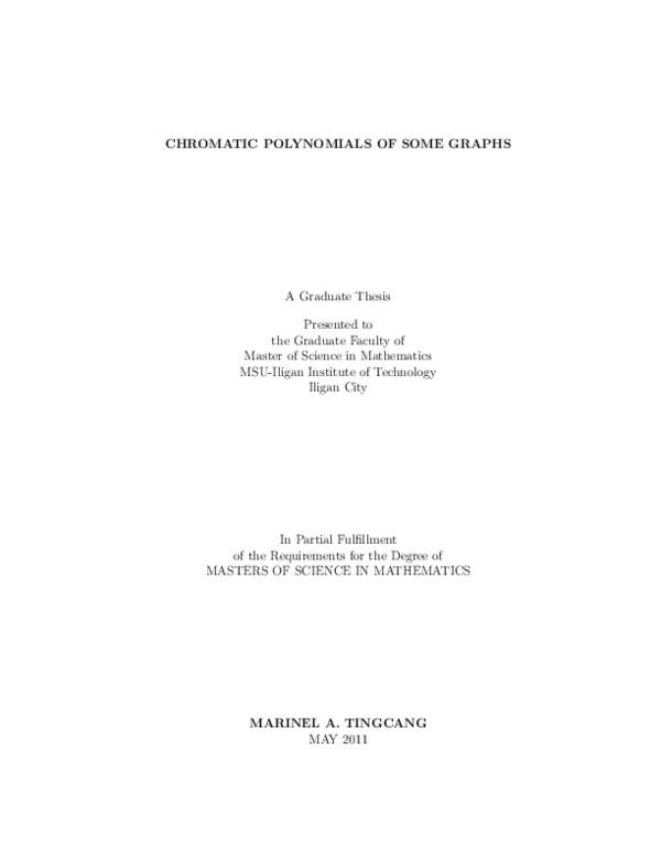 (PDF) Chromatic Polynomials of Some Graphs