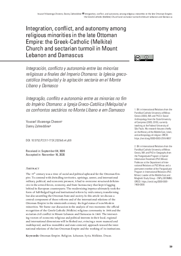 (PDF) Integration, conflict, and autonomy among religious minorities in