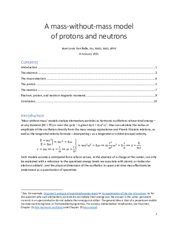 (PDF) A masswithoutmass model of protons and neutrons Jean Louis