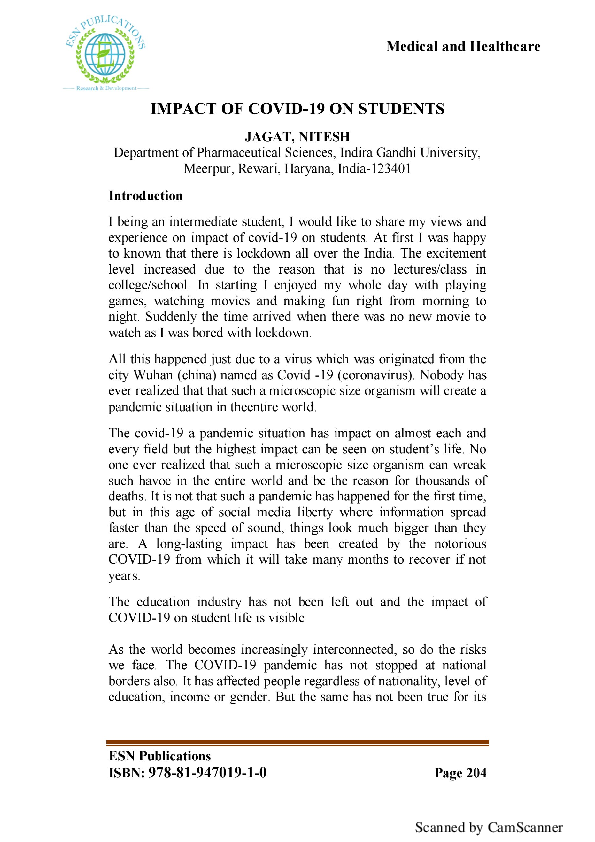 (PDF) Impact of covid 19 on students