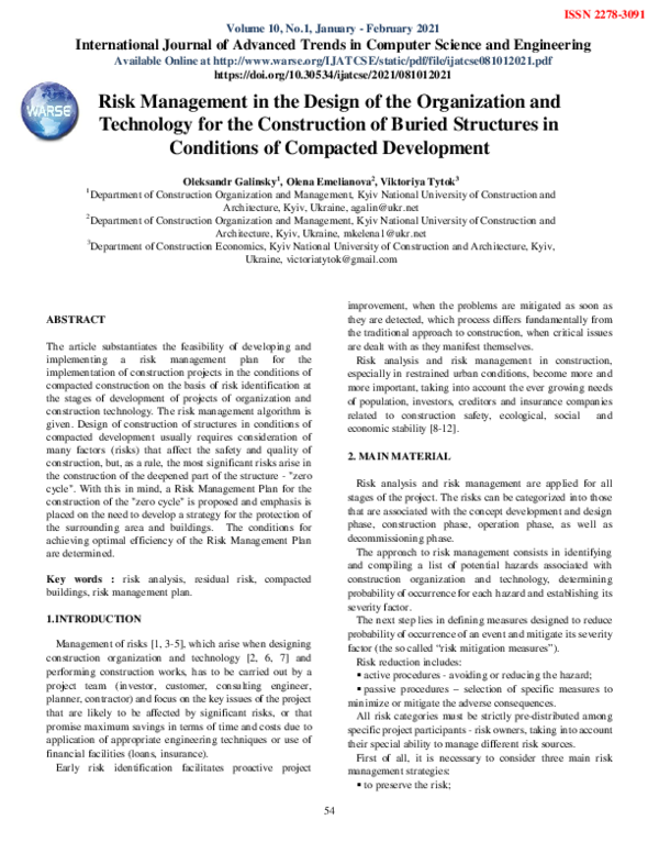 (PDF) Risk Management in the Design of the Organization and Technology ...