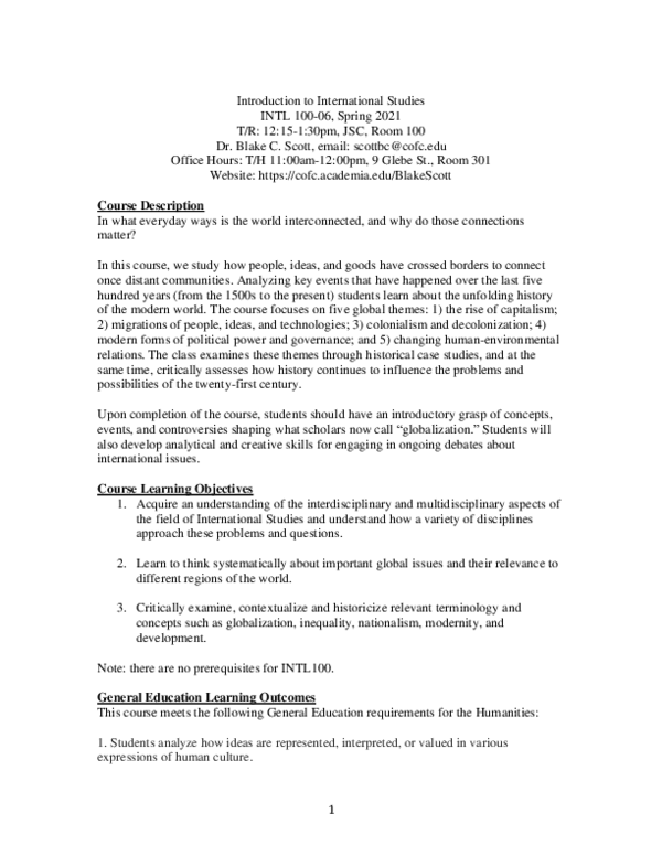 (PDF) Introduction to International Studies