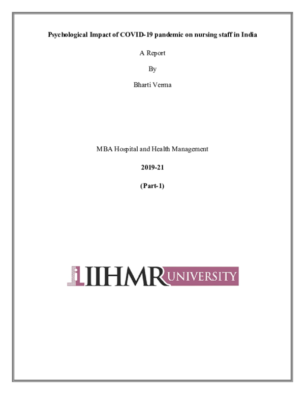 (DOC) Psychological Impact of COVID-19 pandemic on nursing staff in ...