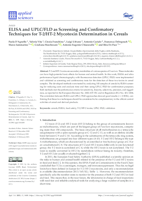 (PDF) ELISA and UPLC/FLD as Screening and Confirmatory Techniques for T ...