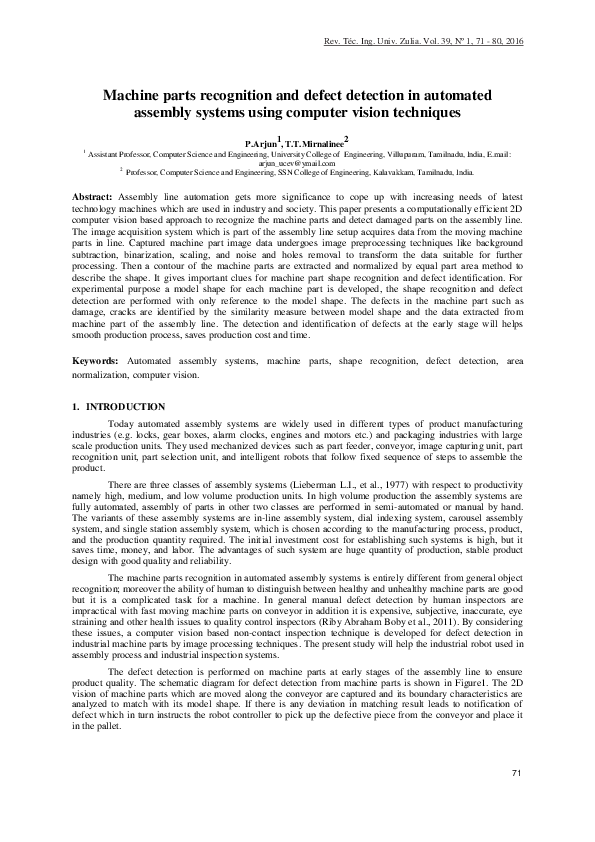 (PDF) Machine parts recognition and defect detection in automated ...