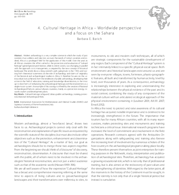 (PDF) 4. Cultural Heritage in Africa -Worldwide perspective and a focus ...