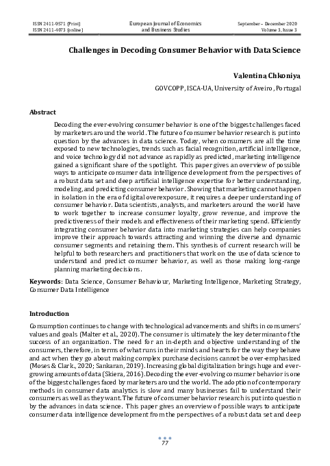 Pdf Challenges In Decoding Consumer Behavior With Data Science Pdf Challenges In Decoding Consumer Behavior With Data Science