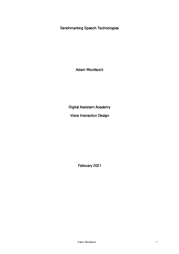 (PDF) Benchmarking Speech Technologies