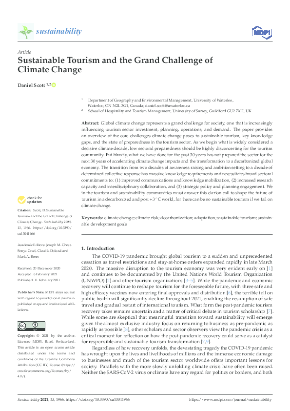 (PDF) Sustainable Tourism and the Grand Challenge of Climate Change