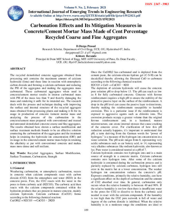 (PDF) Carbonation Effects and Its Mitigation Measures in Concrete ...