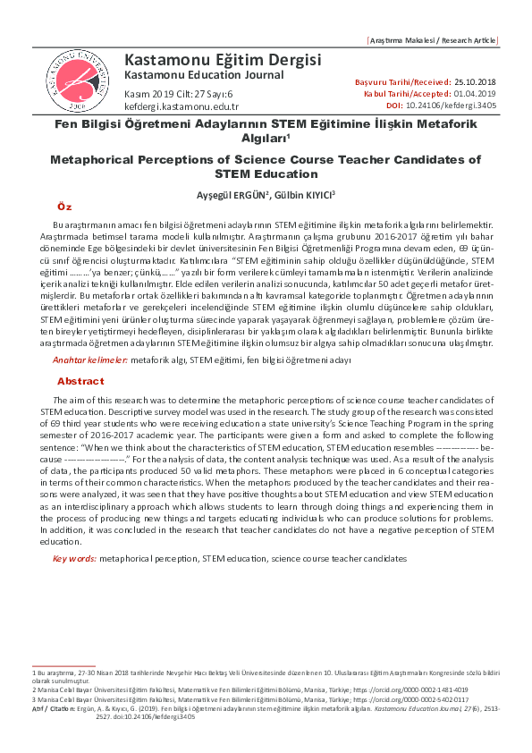(PDF) Metaphorical Perceptions of Science Course Teacher Candidates of ...