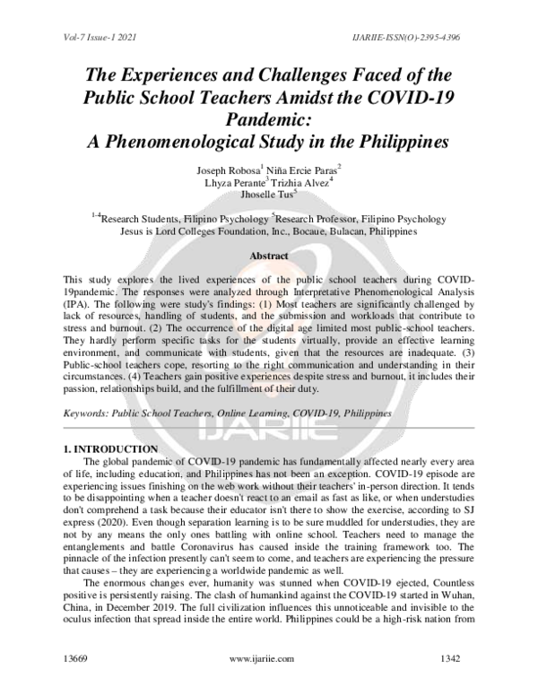 (PDF) The Experiences and Challenges Faced of the Public School ...