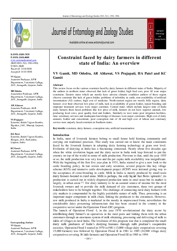 (PDF) Constraint faced by dairy farmers in different state of India: An ...