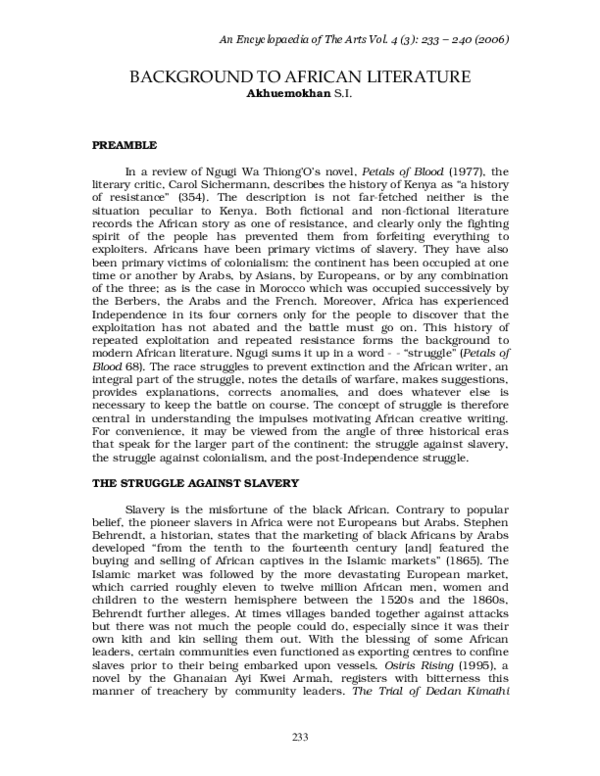 (PDF) Background to African Literature Ahmed Badran Academia.edu