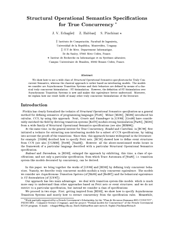 (PDF) Structural Operational Semantics Speci cations for True Concurrency