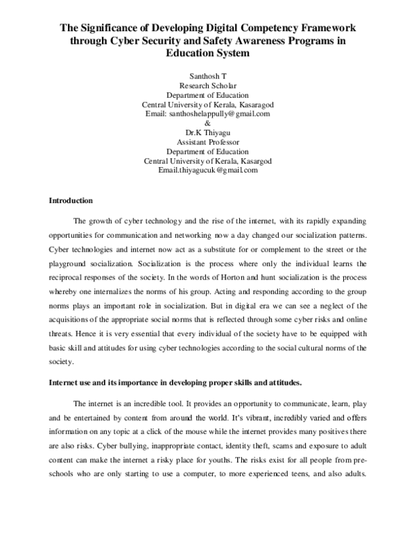 (PDF) The Significance of Developing Digital Competency Framework ...