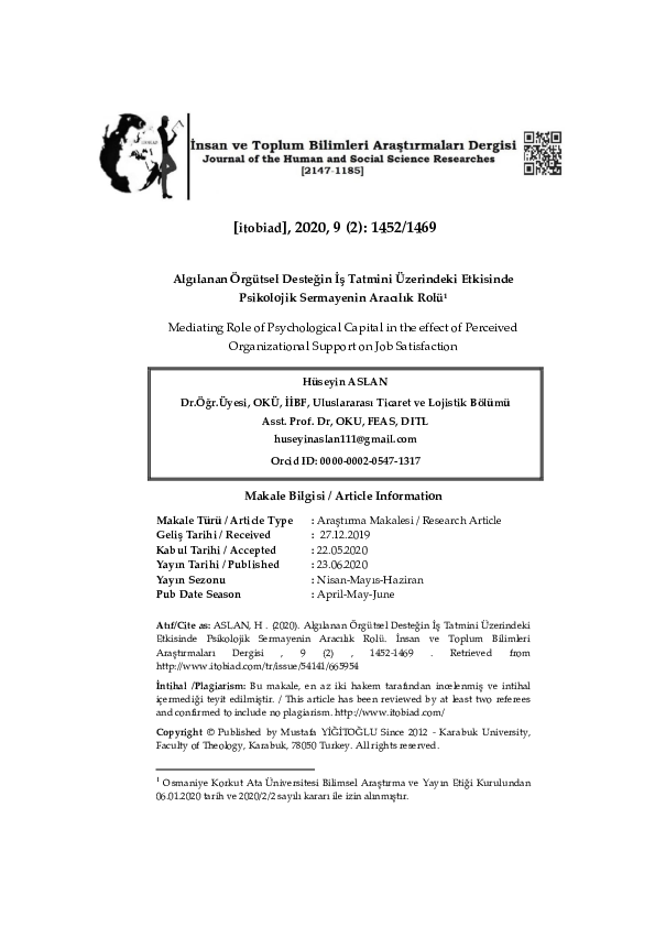 (PDF) Mediating Role of Psychological Capital in the effect of ...