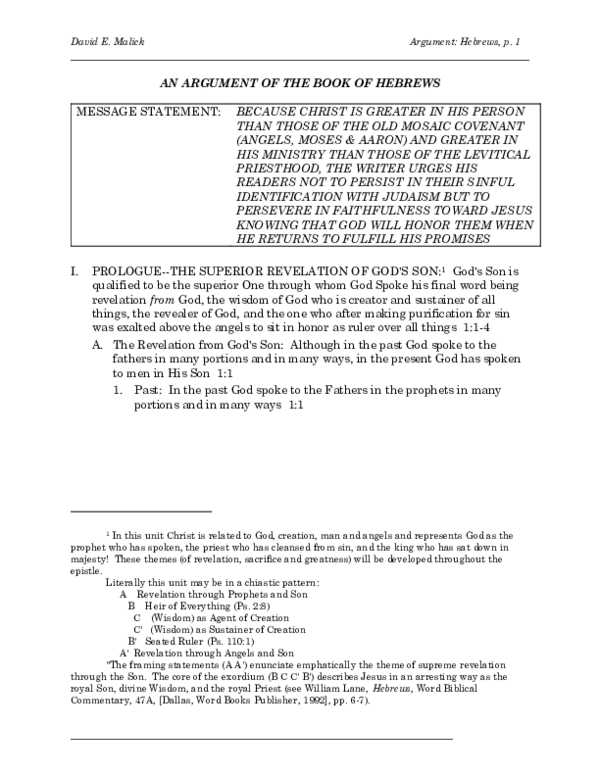 (PDF) An Analytical Outline of the Book of Hebrews