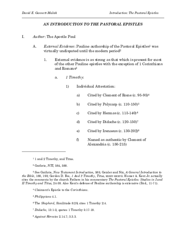 (PDF) An Introduction to the Pastoral Epistles