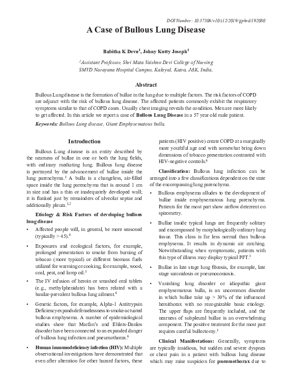 (PDF) A Case of Bullous Lung Disease