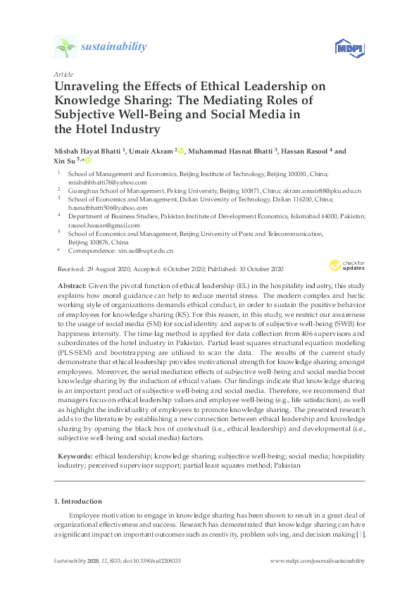 (PDF) Unraveling the Effects of Ethical Leadership on Knowledge Sharing ...