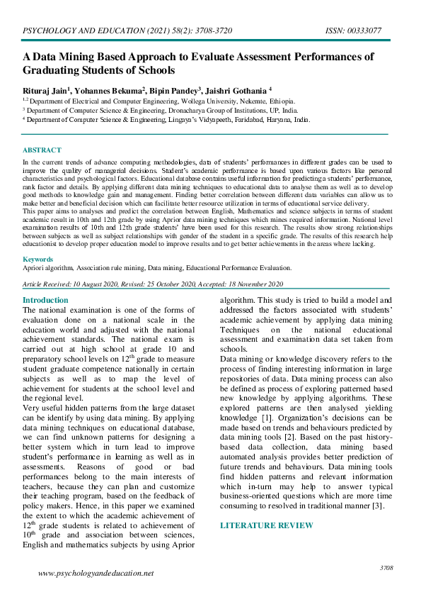 (PDF) A Data Mining Based Approach to Evaluate Assessment Performances ...