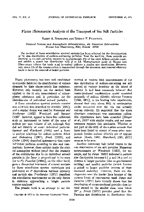 (PDF) Flame photometric analysis of the transport of sea salt particles