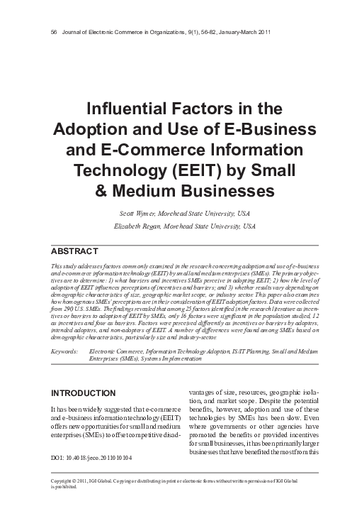 (PDF) Influential Factors in the Adoption and Use of E-Business and E ...