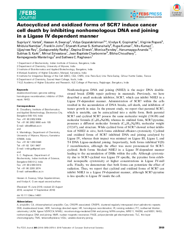 (PDF) Autocyclized and oxidized forms of SCR7 induce cancer cell death ...