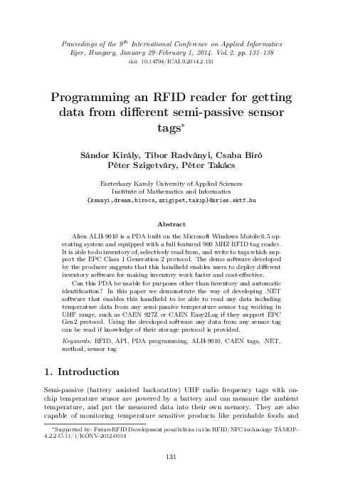 (PDF) Programming an RFID reader for getting data from different semi ...