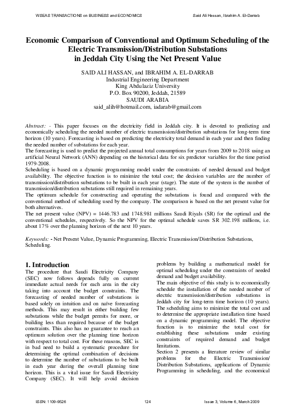 (PDF) Economic Comparison of Conventional and Optimum Scheduling of the ...