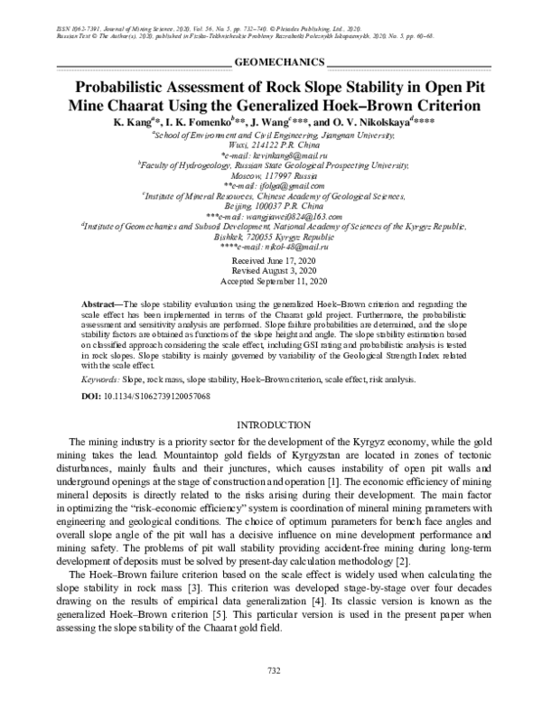 (PDF) Probabilistic Assessment of Rock Slope Stability in Open Pit Mine ...