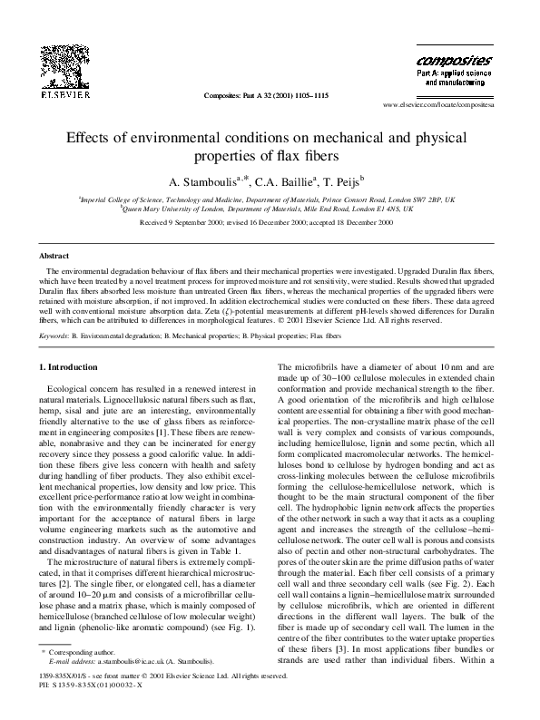 (PDF) Effects of environmental conditions on mechanical and physical