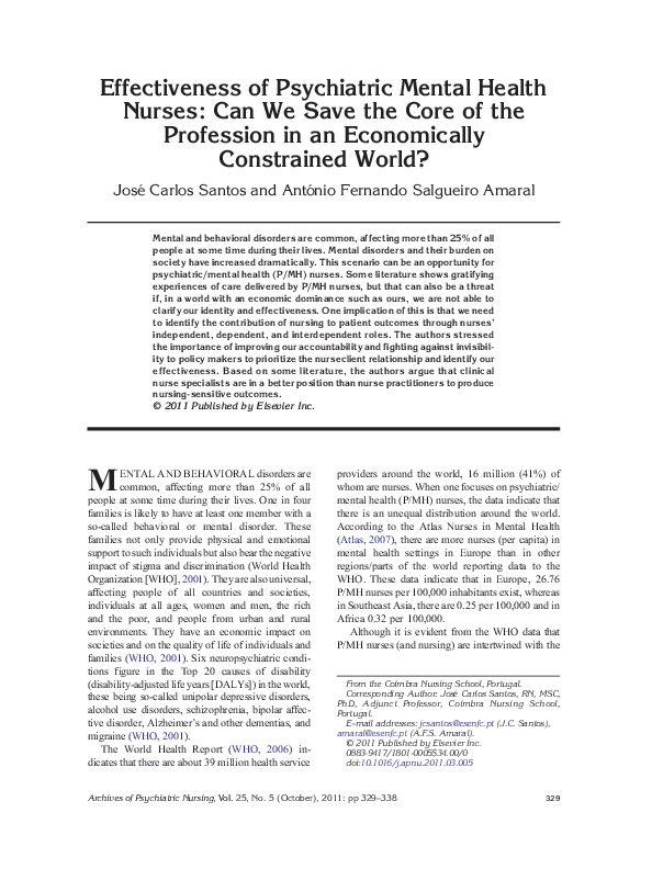 (PDF) Effectiveness of Psychiatric Mental Health Nurses: Can We Save ...