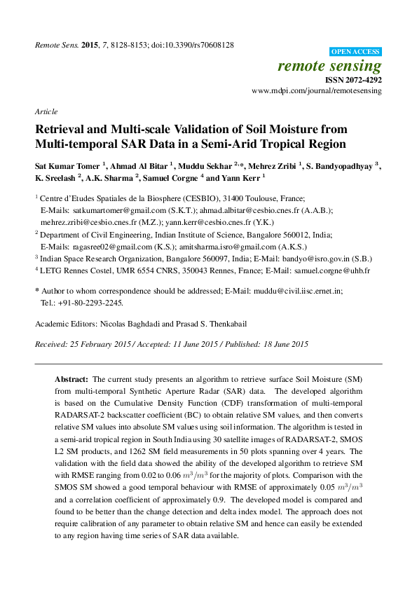(PDF) Retrieval and Multi-scale Validation of Soil Moisture from Multi ...