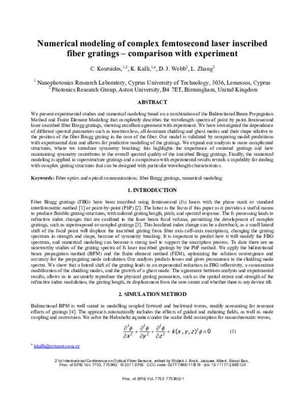 (PDF) Numerical modeling of complex femtosecond laser inscribed fiber ...