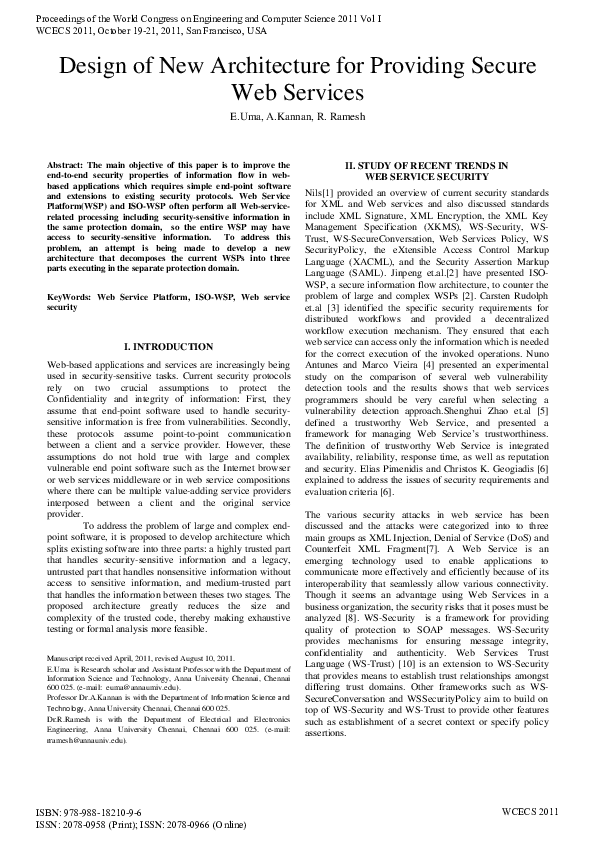 (PDF) Design of New Architecture for Providing Secure Web Services