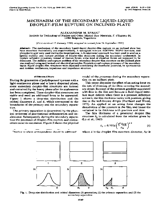 (PDF) Mechanism of the secondary liquid—liquid droplet—film rupture on ...