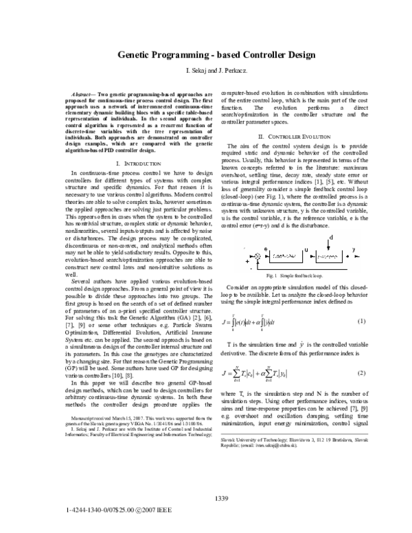 (PDF) Controller design based on genetic programming