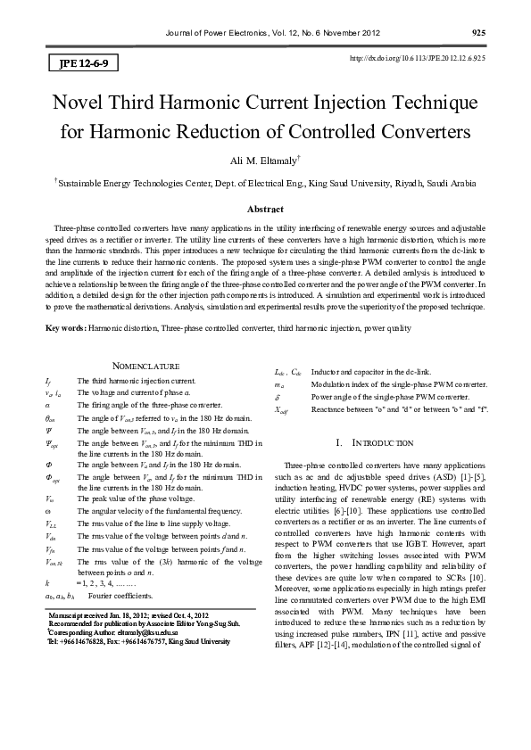 (PDF) Novel Third Harmonic Current Injection Technique for Harmonic ...
