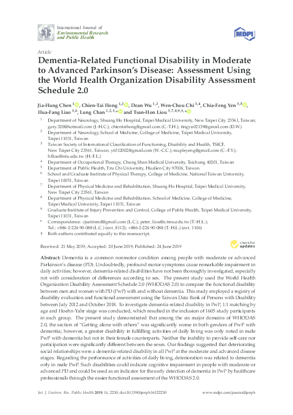 (PDF) Dementia-Related Functional Disability in Moderate to Advanced ...