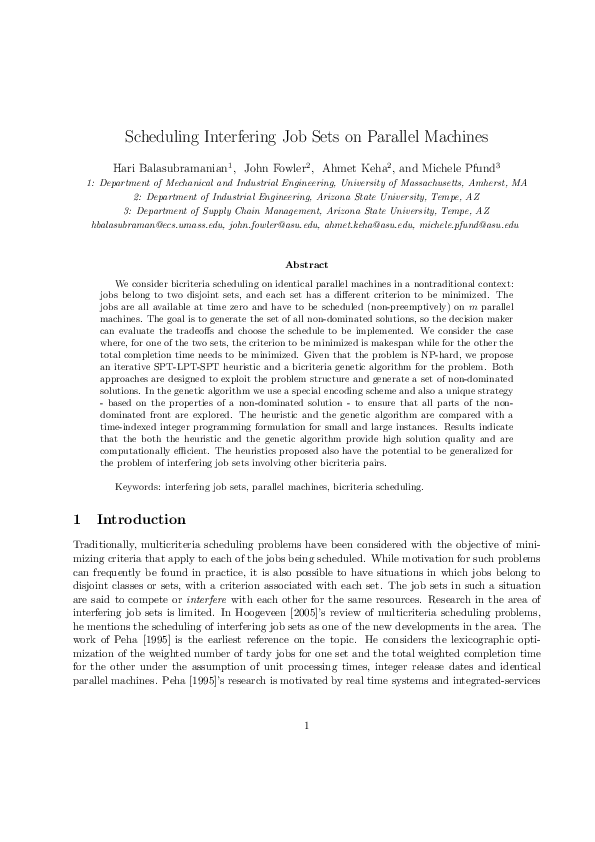(PDF) Scheduling interfering job sets on parallel machines
