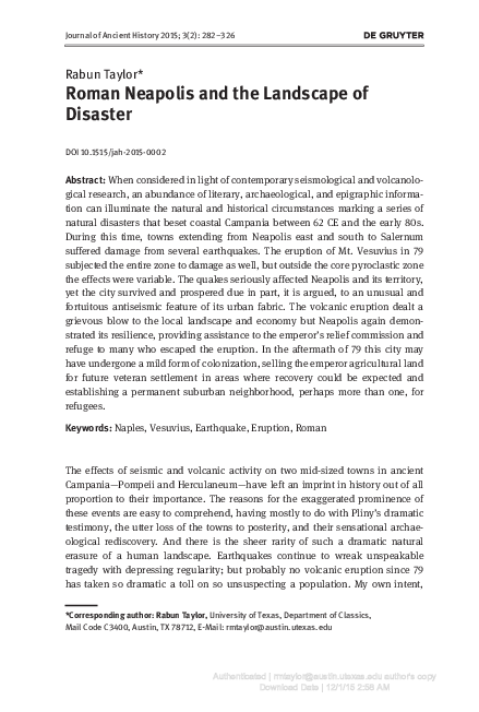 (PDF) Roman Neapolis and the Landscape of Disaster