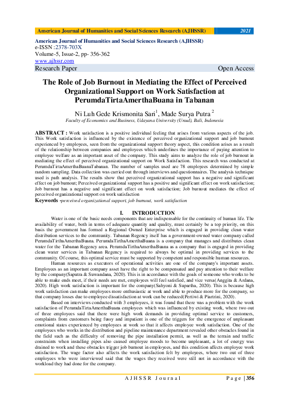 (PDF) The Role of Job Burnout in Mediating the Effect of Perceived ...