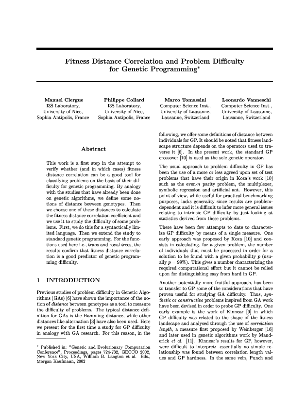 (PDF) Fitness Distance Correlation And Problem Difficulty For Genetic ...